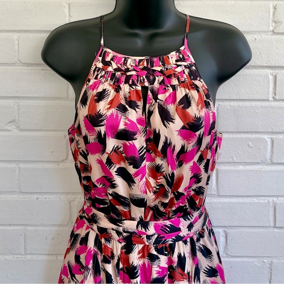 Catherine Malandrino Halter Midi in Pink, Cream, Orange & Black | SZ 4 EUC! - Picture 2 of 11